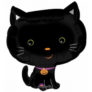 Halloween Smiling Black Cat Shaped Balloon